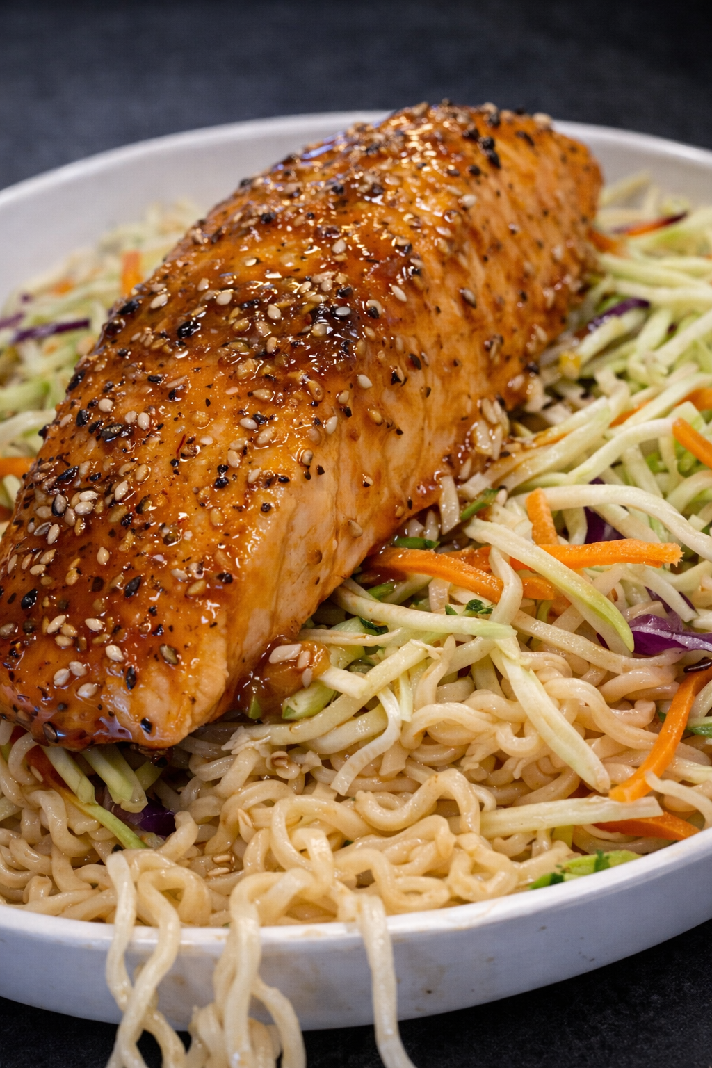 Sesame Garlic Salmon & Ramen Bowl