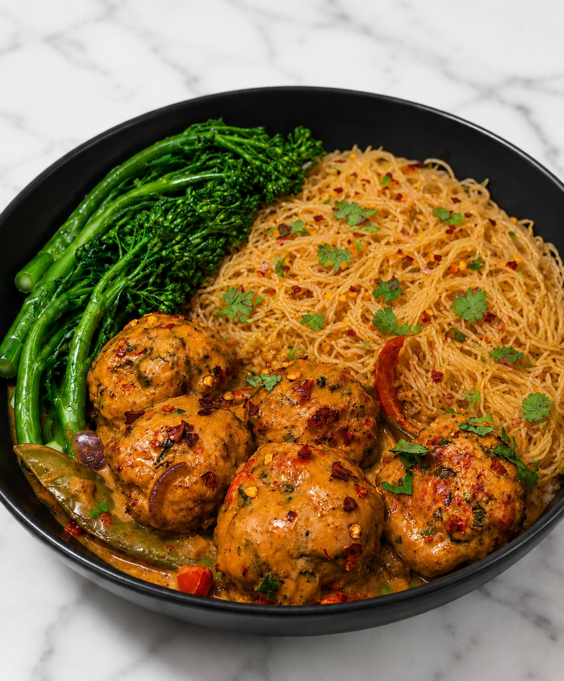 Red Thai Meatballs w/ Vermicelli Noodles
