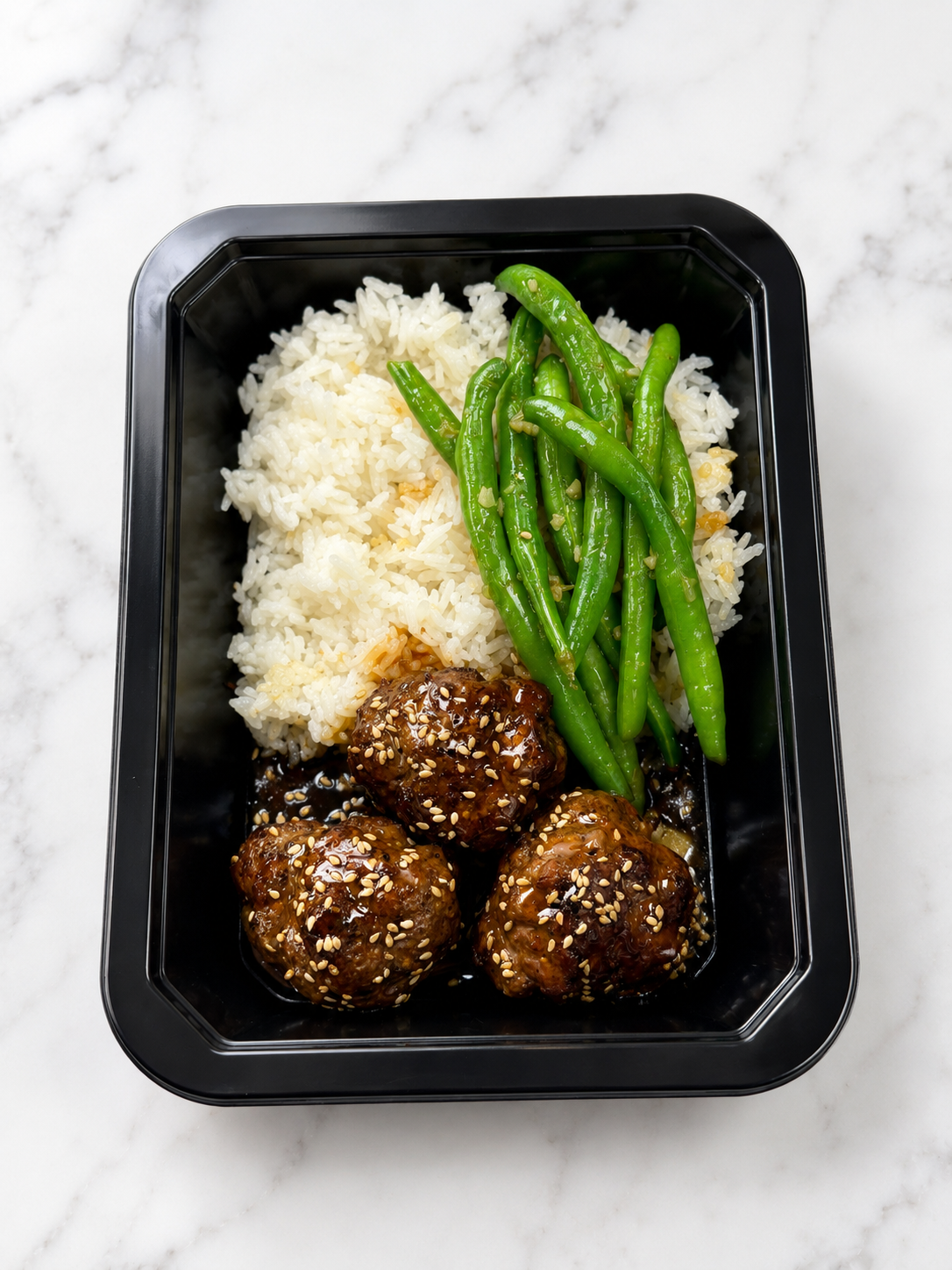 Mandarin Teriyaki Meatballs w/ Citrus Ginger Green Beans