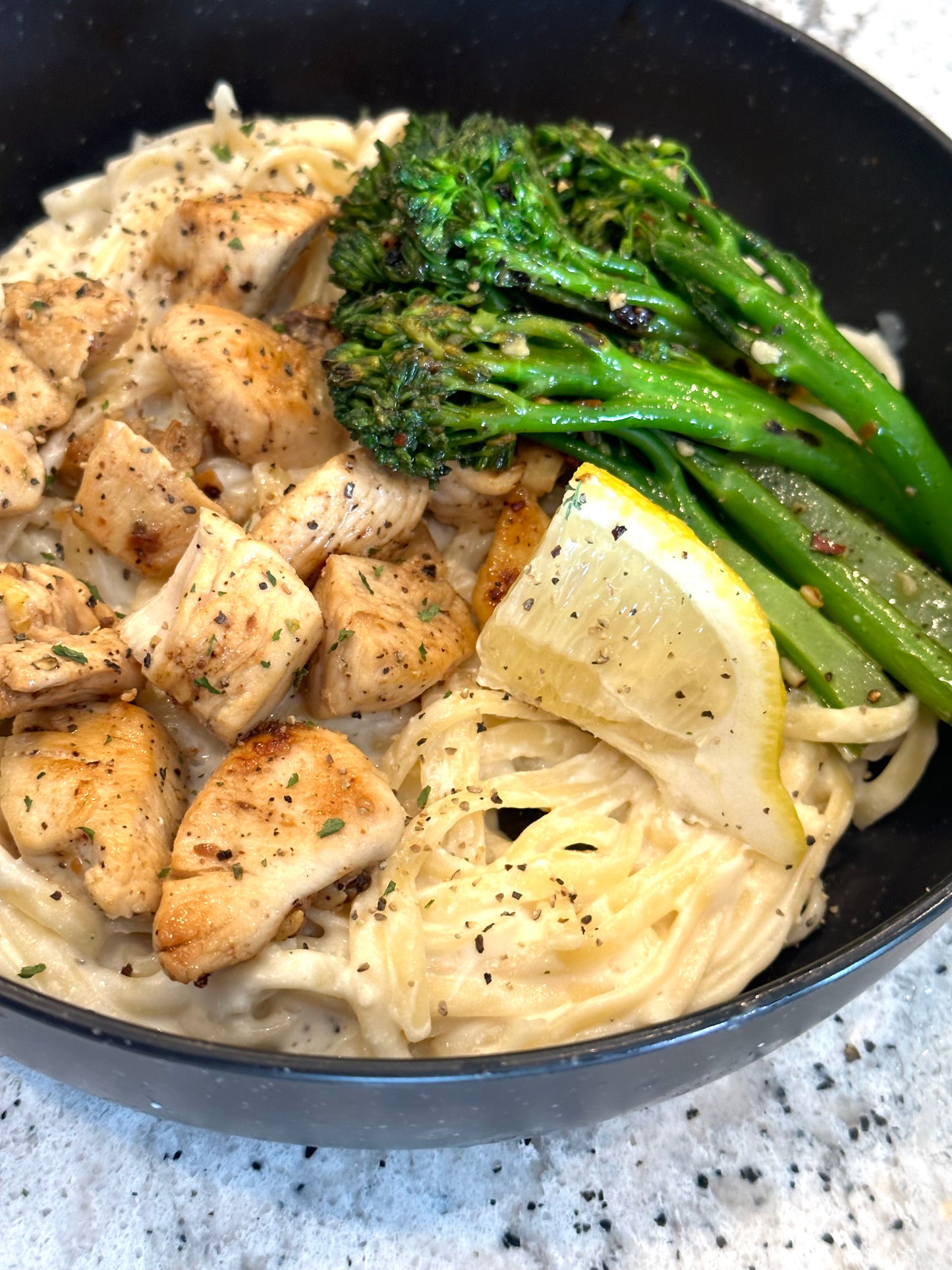 Creamy Lemon Pasta w/ Chicken & Broccolini