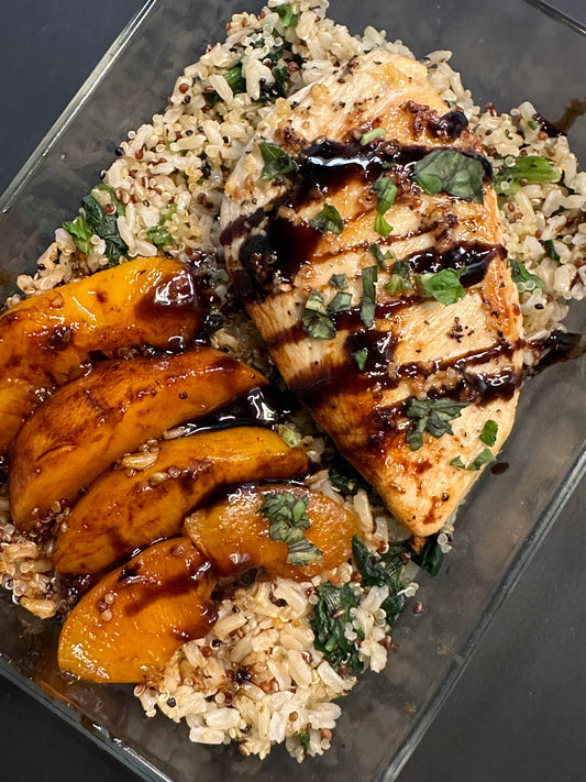 Strawberry Balsamic Basil Chicken w/ Peaches