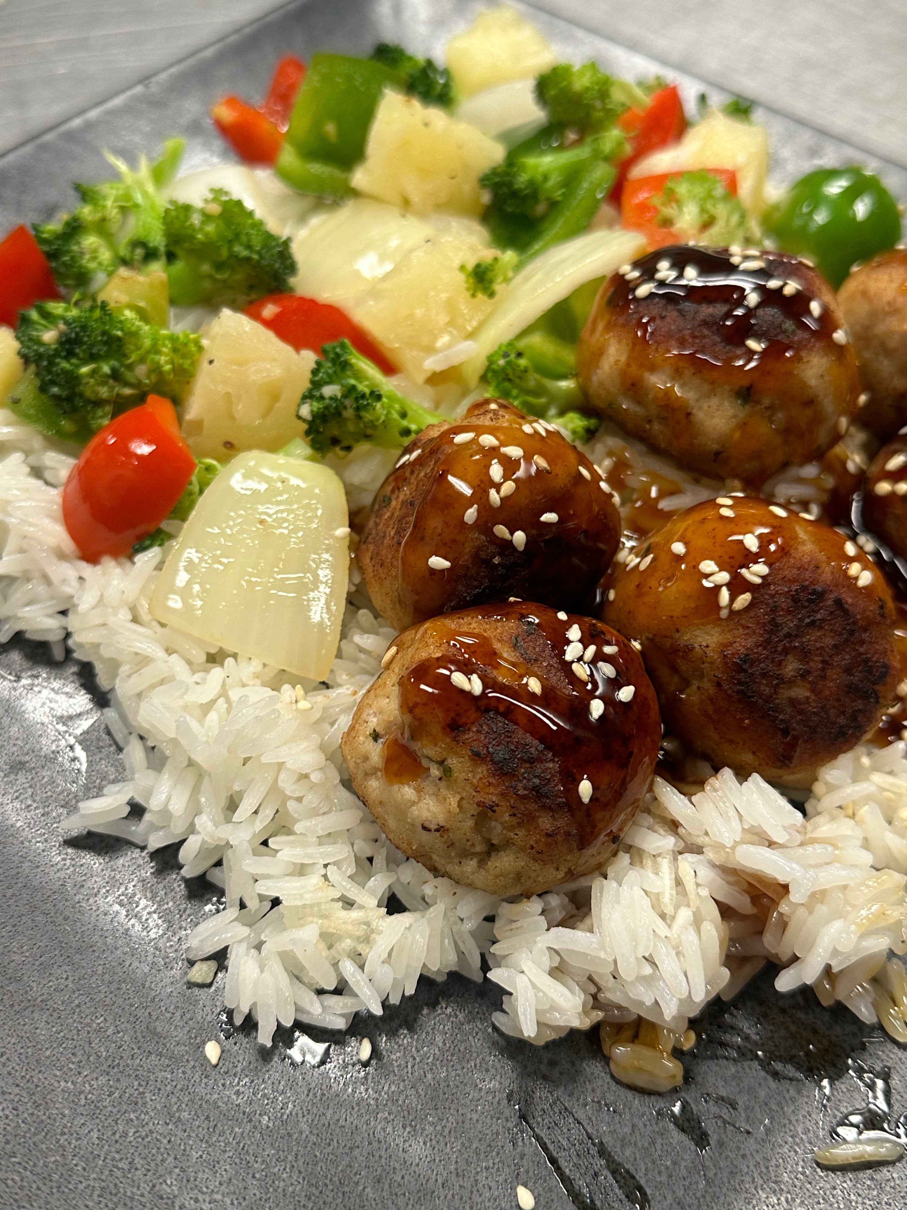Pineapple Teriyaki Meatball Skillet