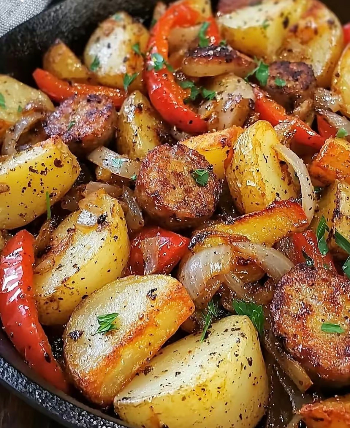 Fried Potatoes w/ Jalapeño Cheddar Sausage, Peppers & Onions