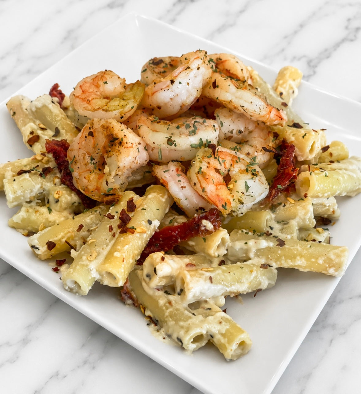 Creamy Mozzarella Shrimp Pasta