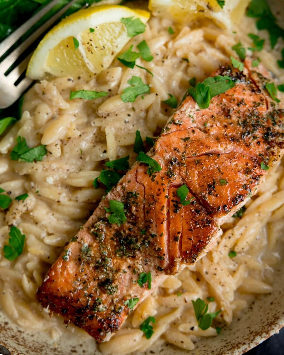 Blackened Salmon w/Creamy Lemon Orzo