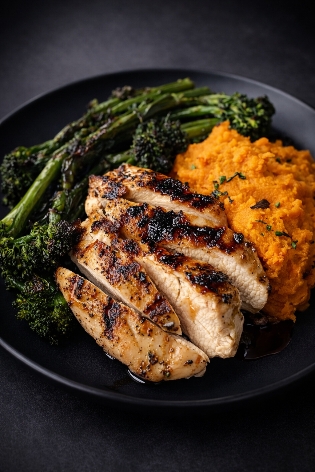 Grilled Teriyaki Chicken w/ Roasted Broccolini & Sweet Potato Mash