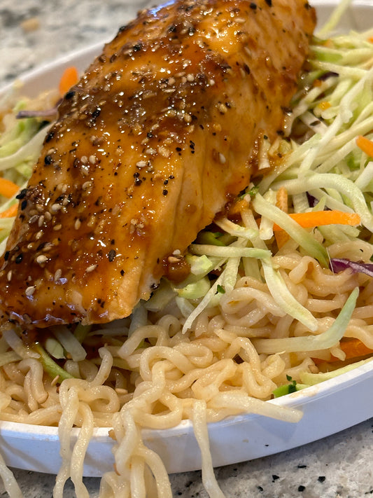 Sesame Garlic Salmon & Ramen Bowl