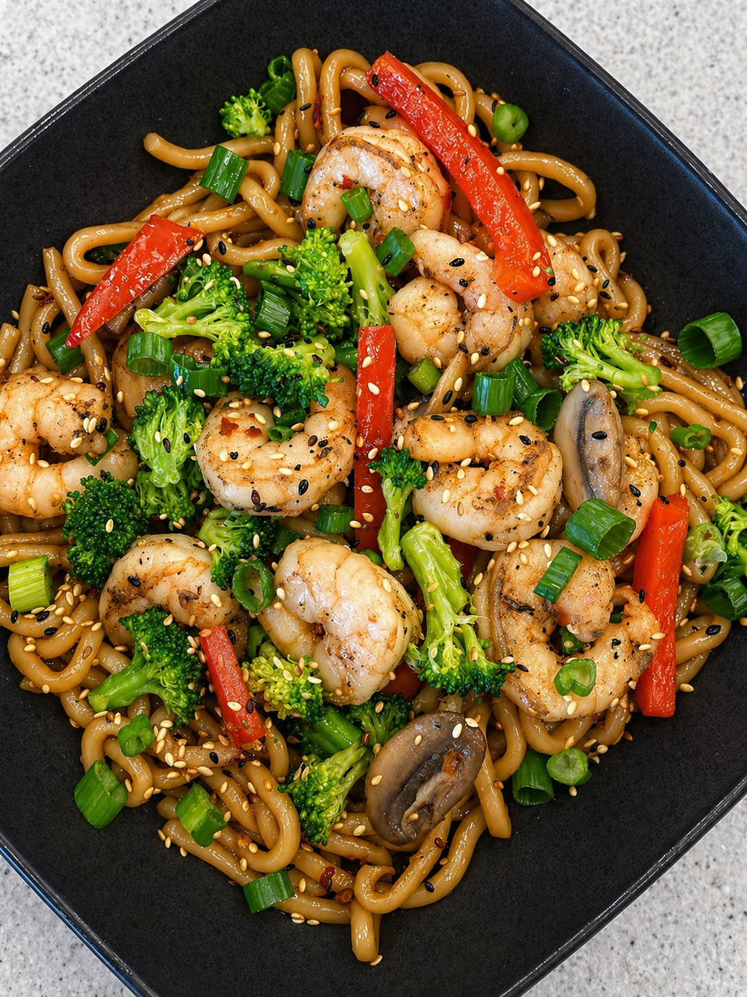 Shrimp Udon Stir Fry