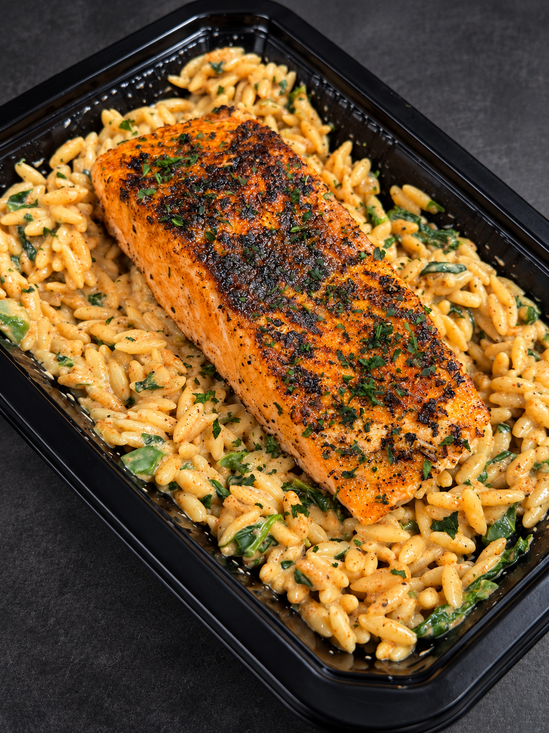 Blackened Salmon w/ Cajun Orzo Pasta